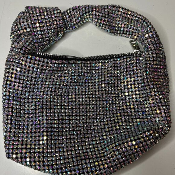 Madison West Handbags - Crystal Rhinestone Knotted Handle Formal Hand Bag